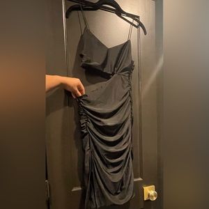 Cut out rushed dress with slit